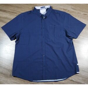 7 Diamonds 4 Way Stretch Shirt Men 3XL Blue Pink Geometric Short Sleeve Button